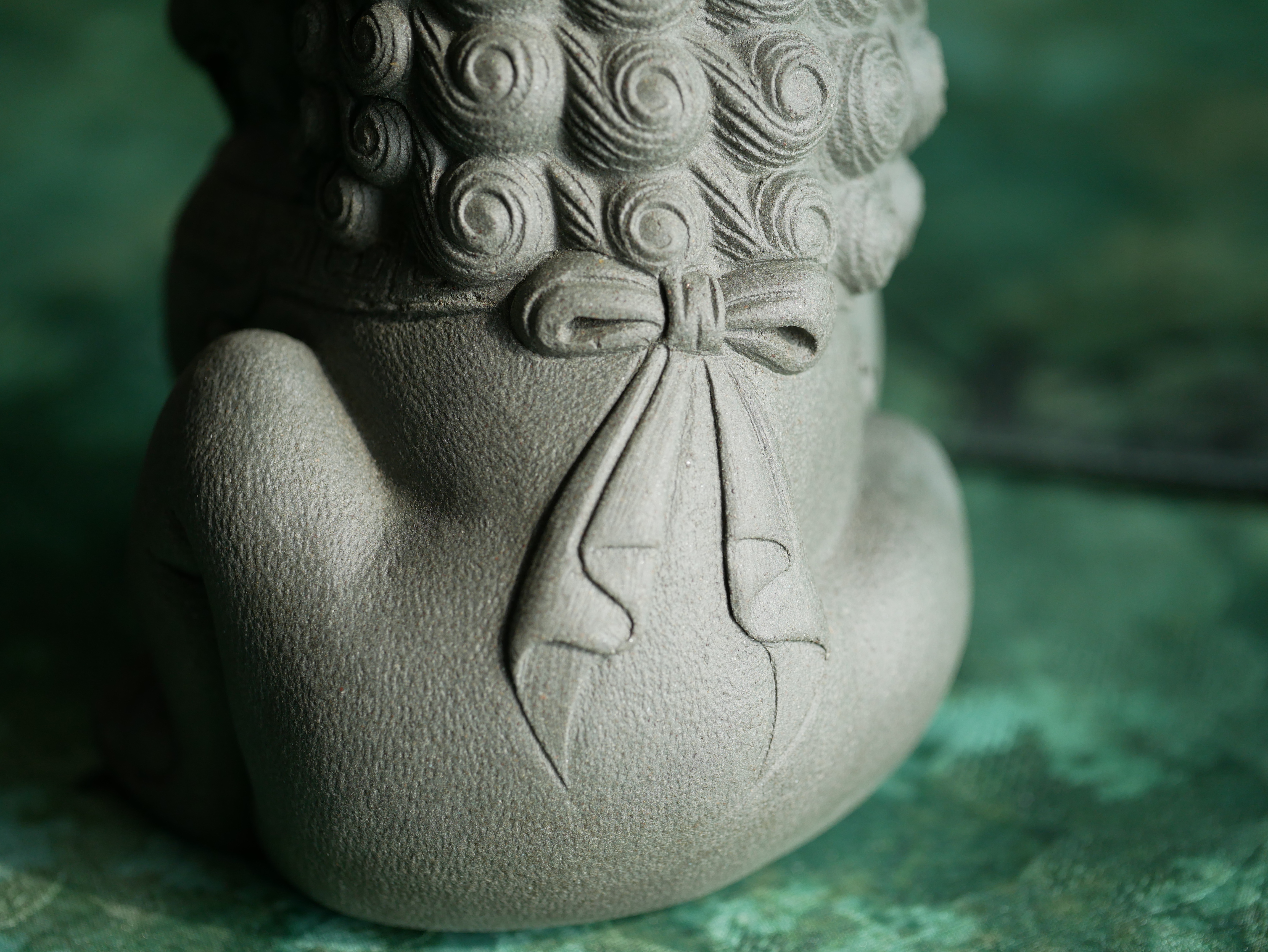 Guardian Lion Figurine, Handmade Ceramic Sculpture, Made of Yixing Zisha Clay