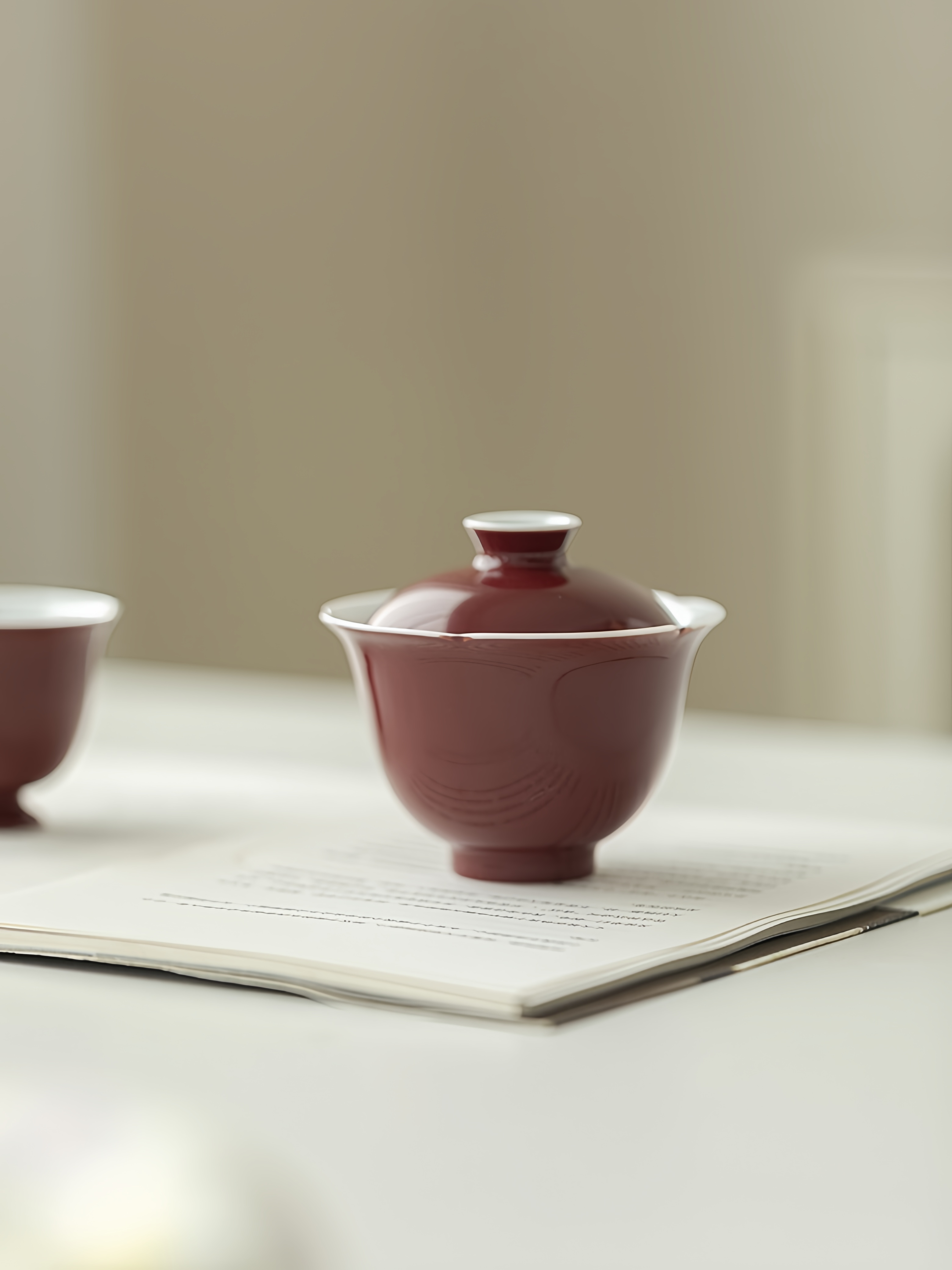 Monochrome Floral Porcelain Gaiwan 140ml, 6 Colors Optional