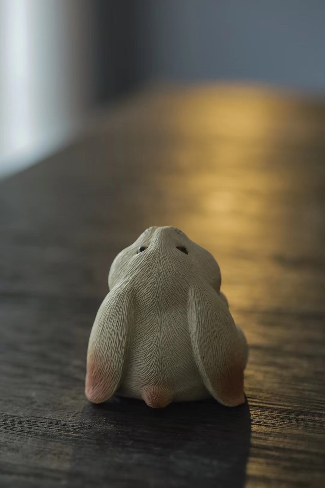 Moon Rabbit Figurine, Handmade Ceramic Tea Pet, Made of Yixing Zisha Clay