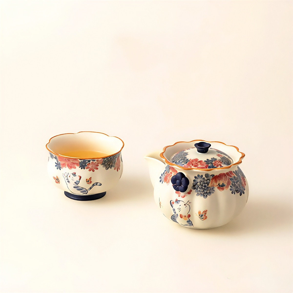White Cat Ceramic Teapot 135ml