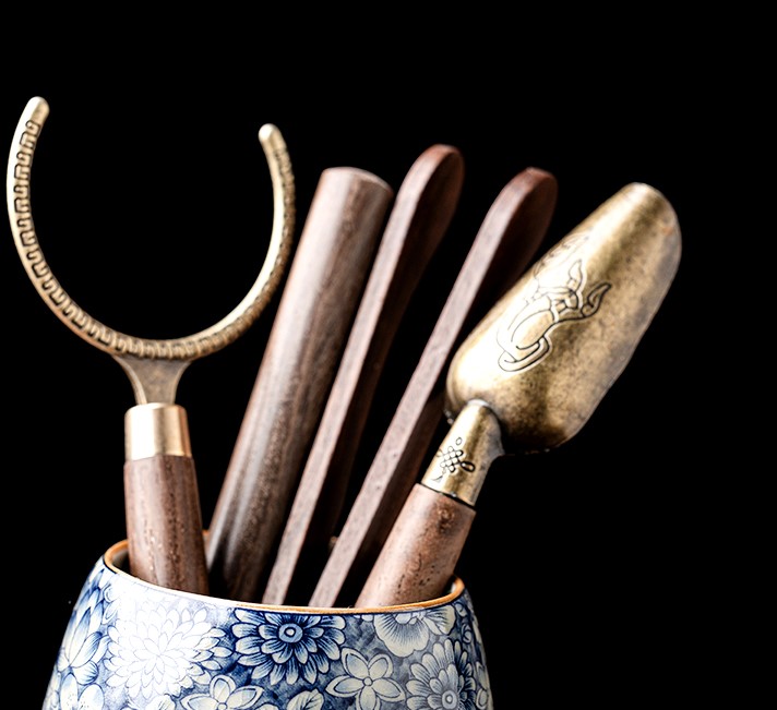 Myriad of Flowers Tea Ceremony Tool Kit, Kung Fu Tea Accessories Set with Container