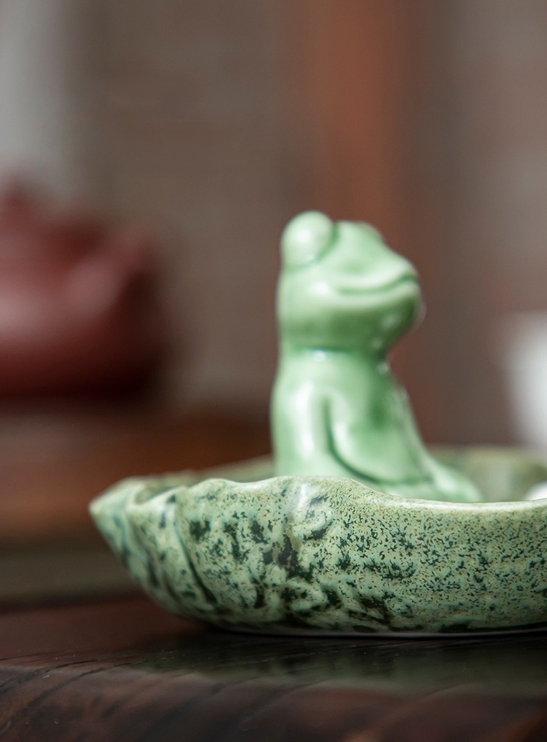 Ceramic Frog Incense Stick Holder, Zen Frog Toad In Meditation