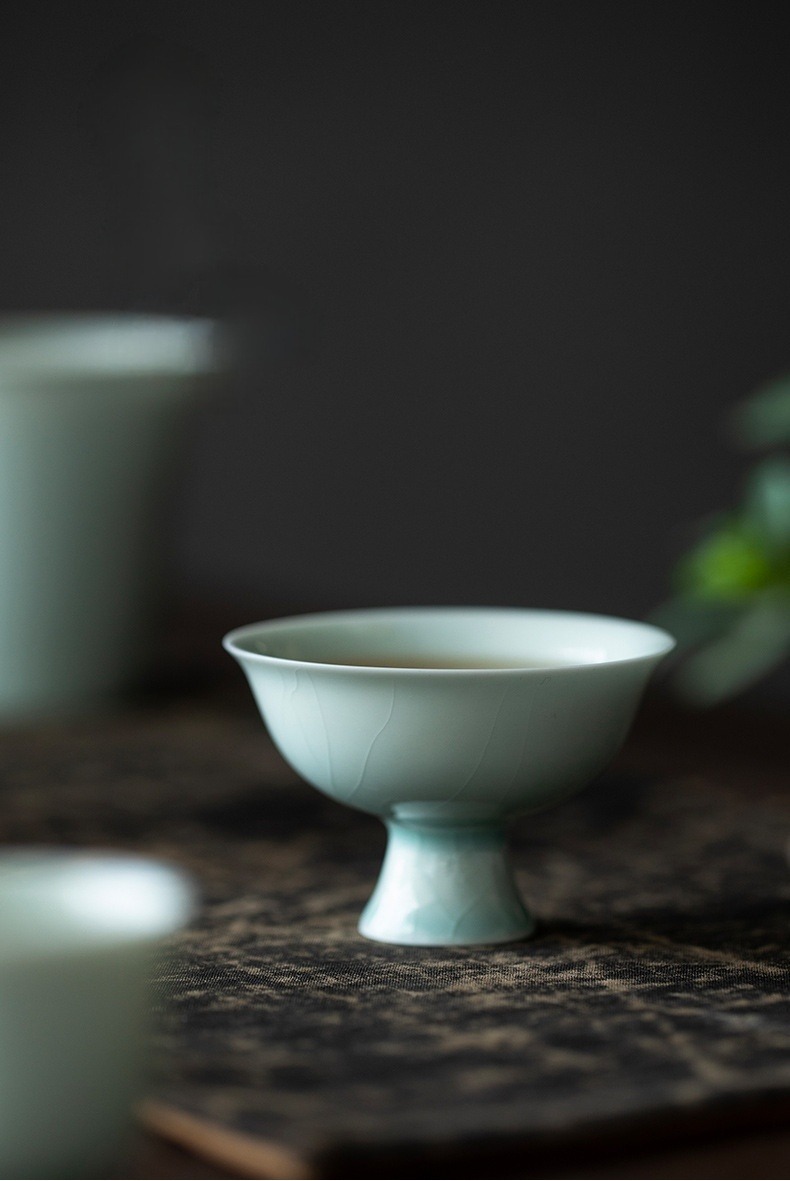 Minimal Style Tea Cup 60ml, Lake Cyan/Lime White Chinese Porcelain