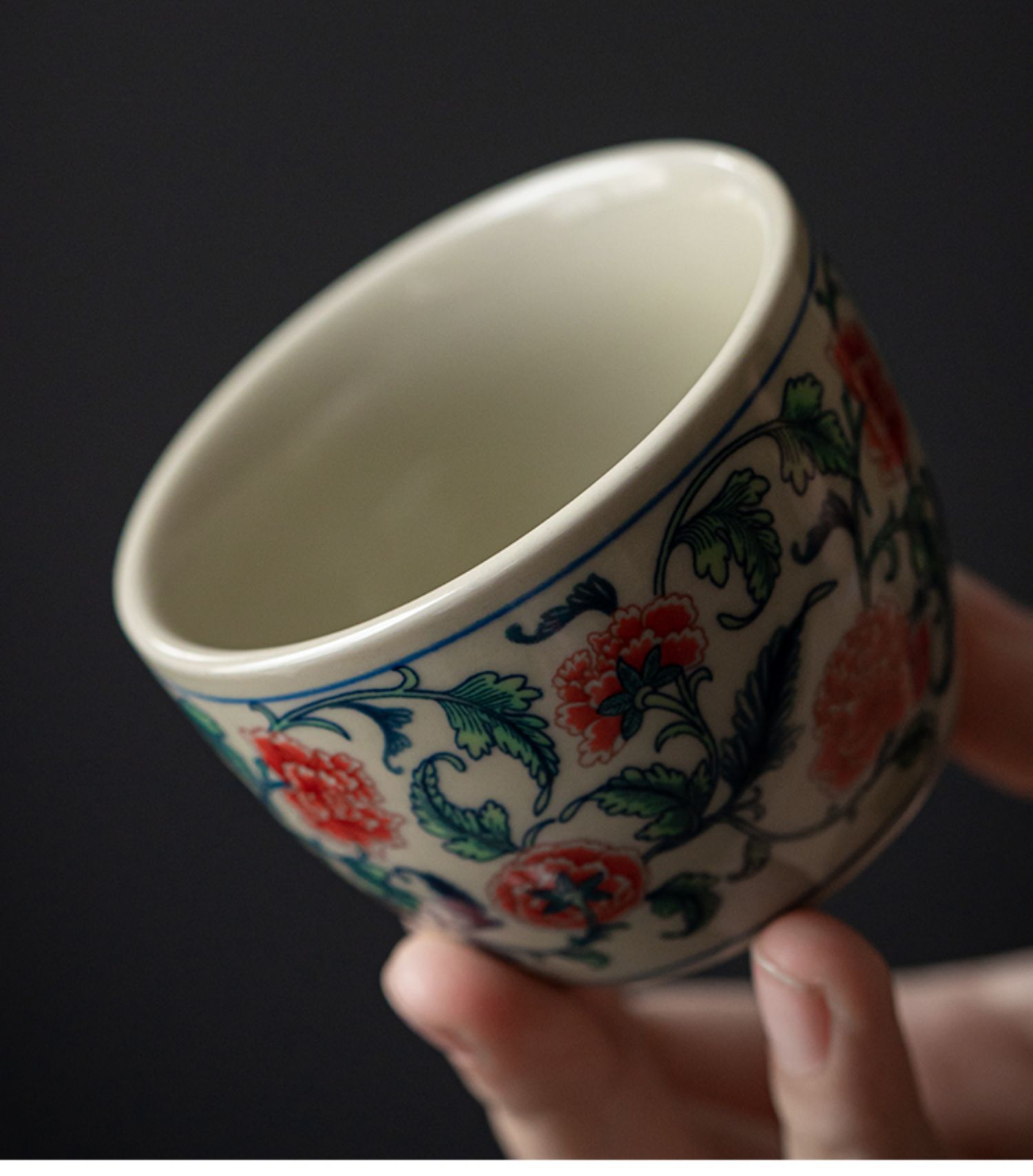 Flower Travel Tea Set, 1 Glass Teapot+2 Ceramic Cups