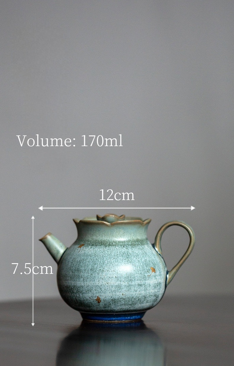 Vintage Style Stoneware Teapot, Handmade Fambe Blaze Tea Set 170ml