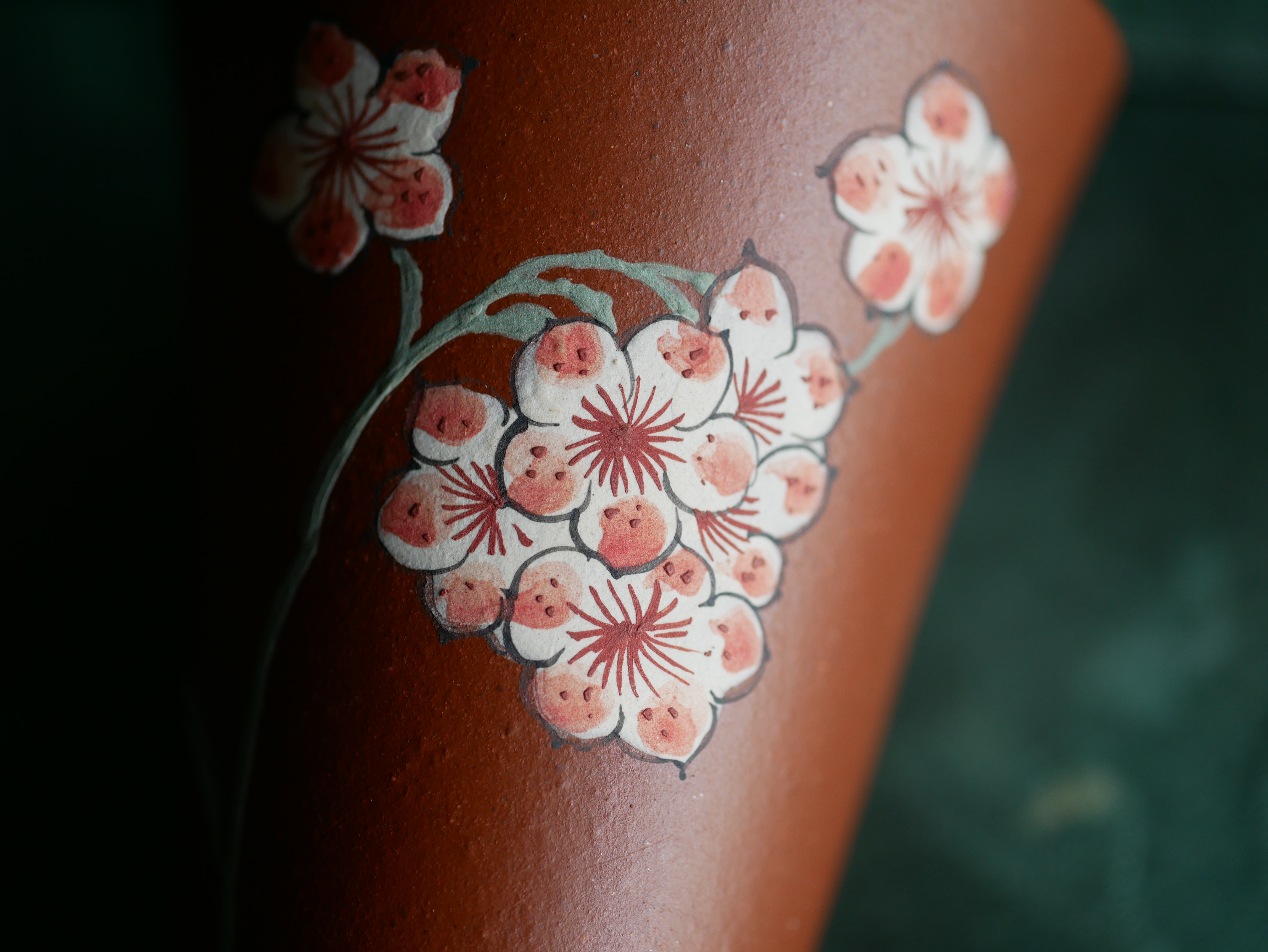 Handpaint Flower Purple Clay Tea Cup