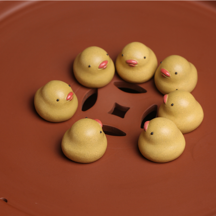 Mini Yellow Duck Figurine, Ceramic Duck Tea Pet
