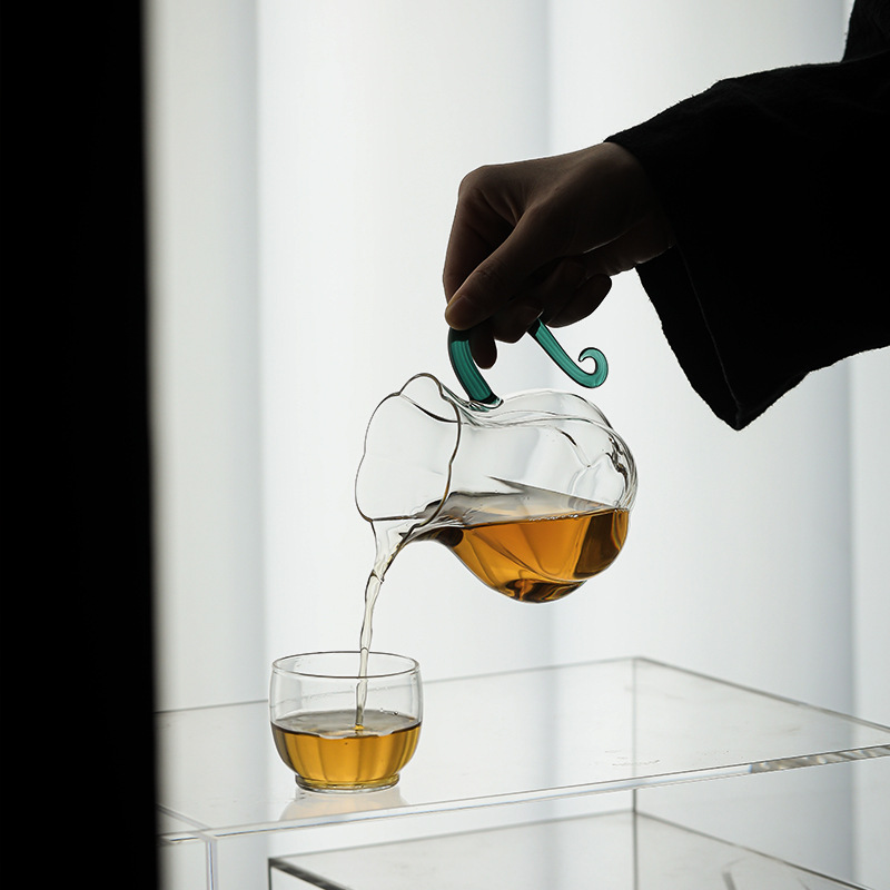 Glass Tea Pitcher with Blue Handle 220ml