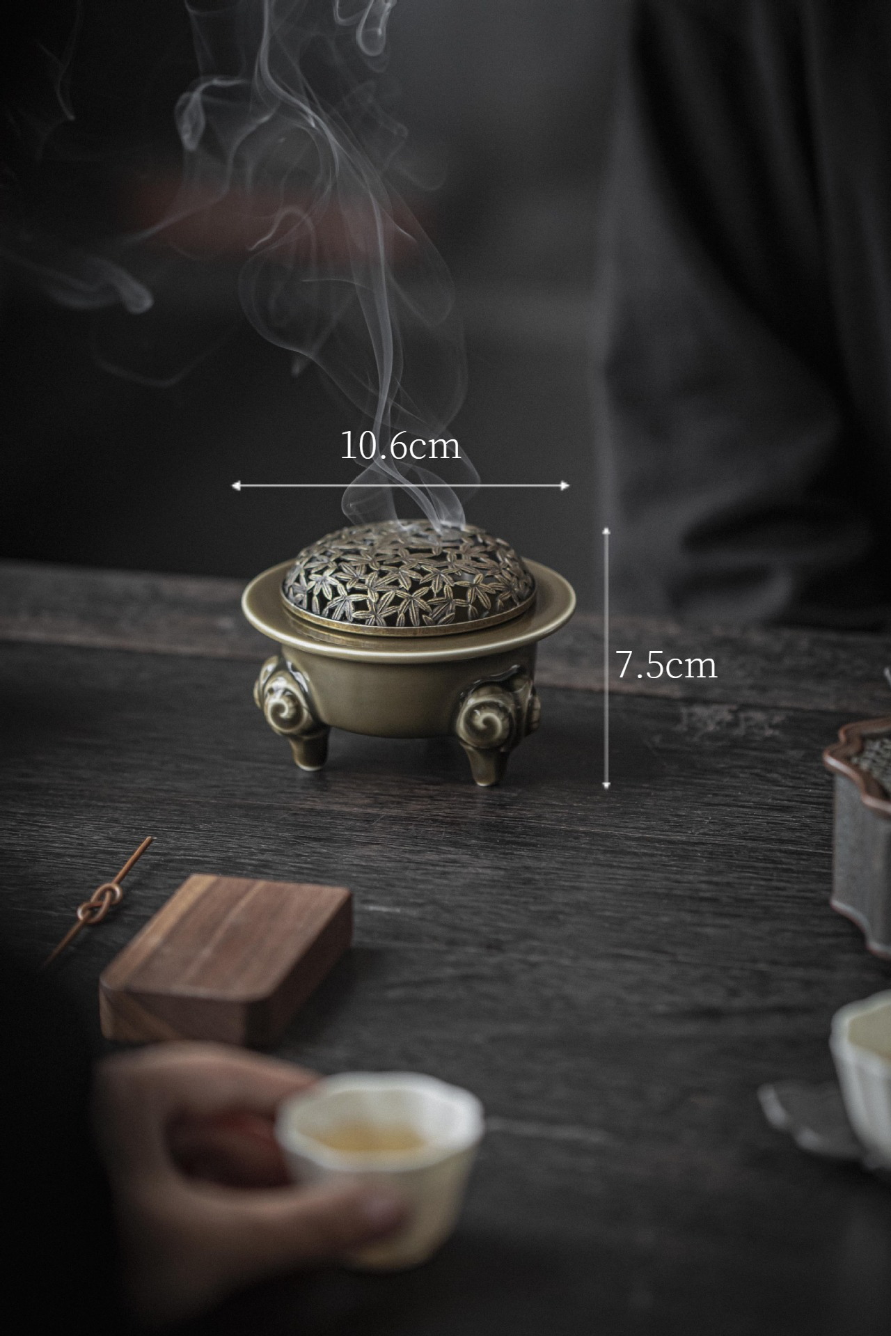 Mise Celadon Incense Burner with Copper Cover