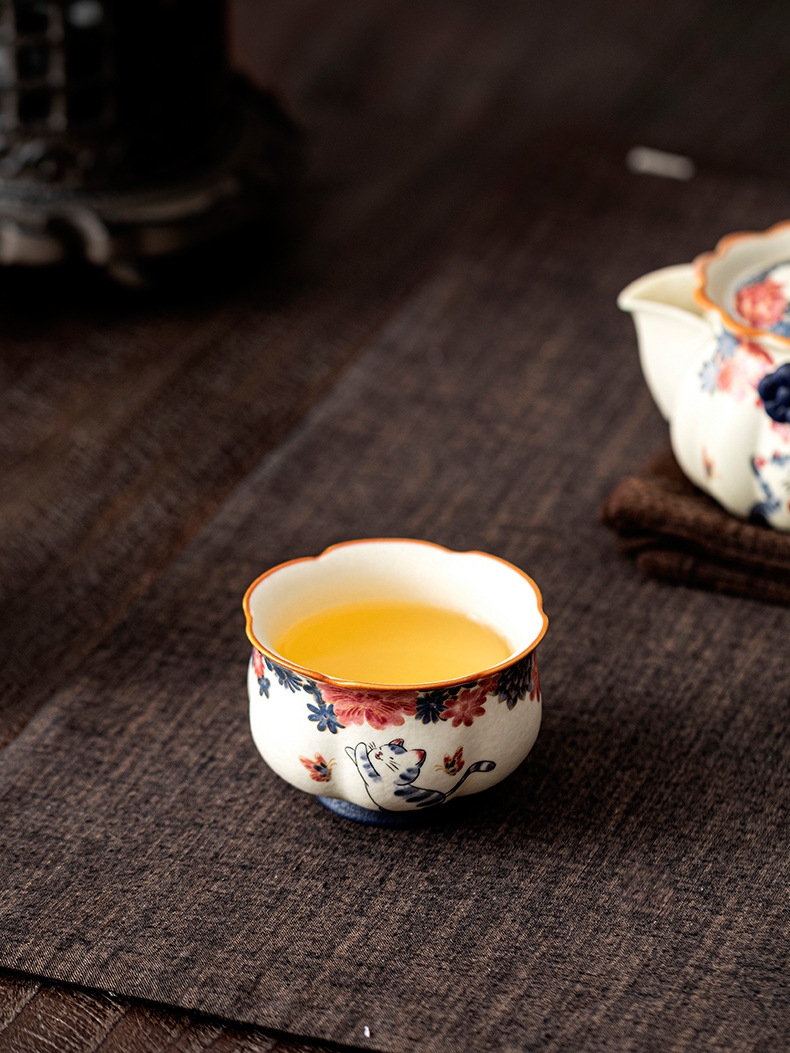 White Cat Tea Cups 5 Styles Optional