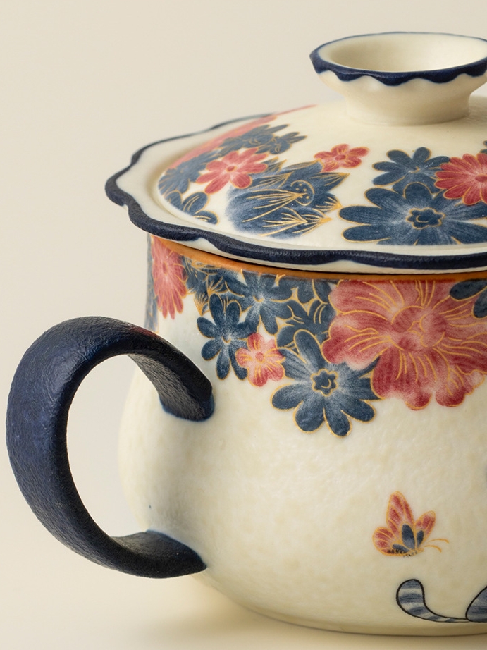 White Cat Ceramic Mug with Strainer 135ml