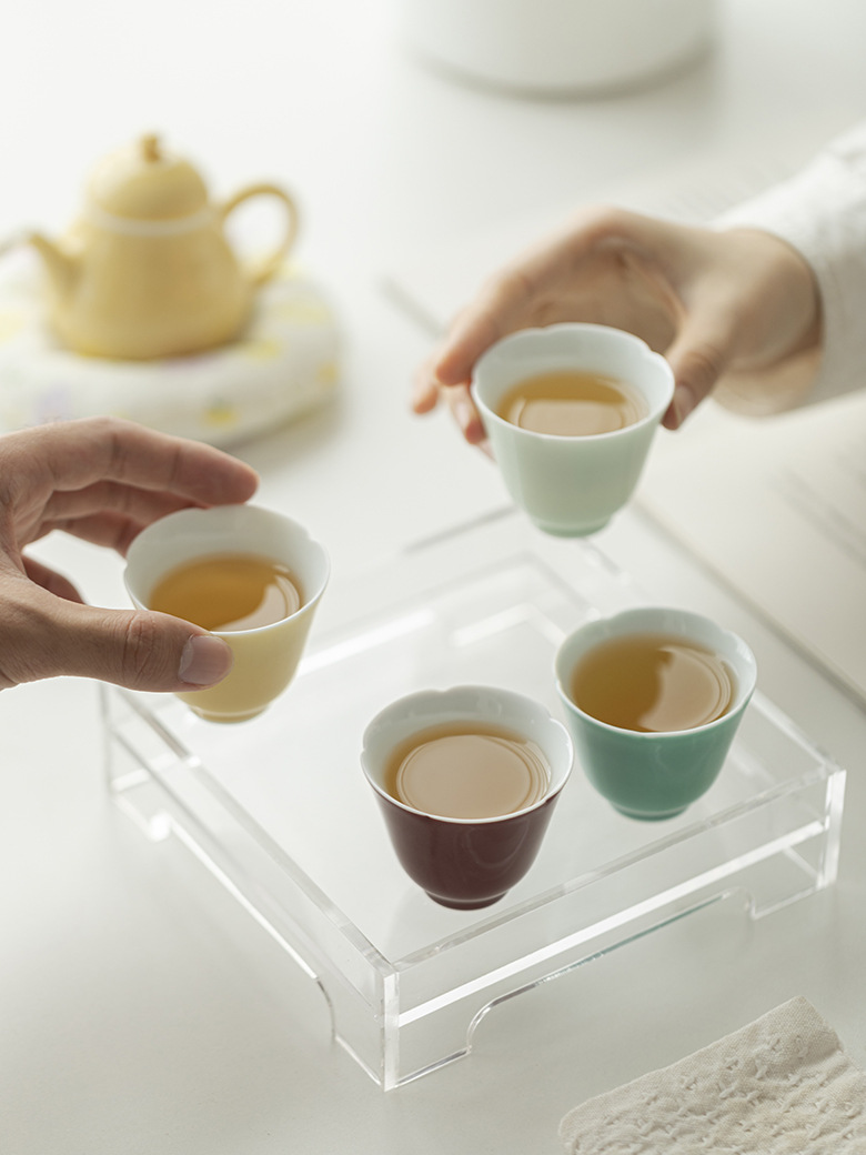 Monochrome Floral Porcelain Tea Cup 50ml, 6 Colors Optional