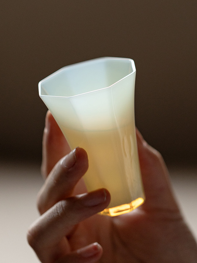 Yellow Jade Octagon Porcelain Cup 40ml