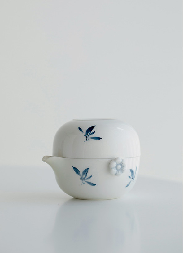 Japanese Style Travel Tea Set, 1 Glass Teapot+1 Ceramic Cup