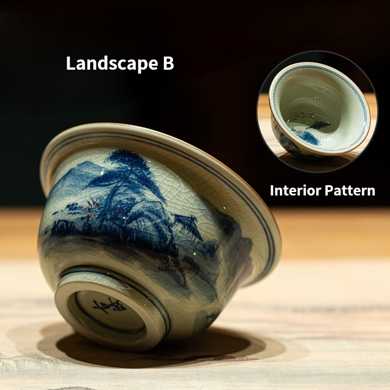 Blue and White Tea Cup Classic Style, 5 Patterns Available, Chinese Kung Fu Tea Cup 120ml