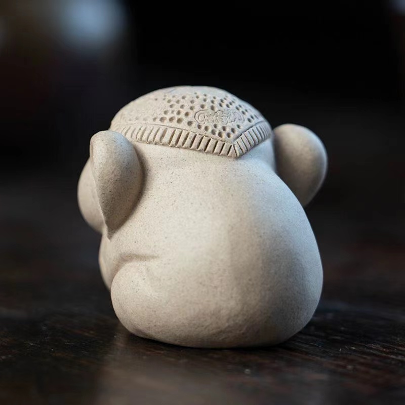 Baby White Elephant Figurine, Handmade Ceramic Tea Pet, Made of Yixing Zisha Clay