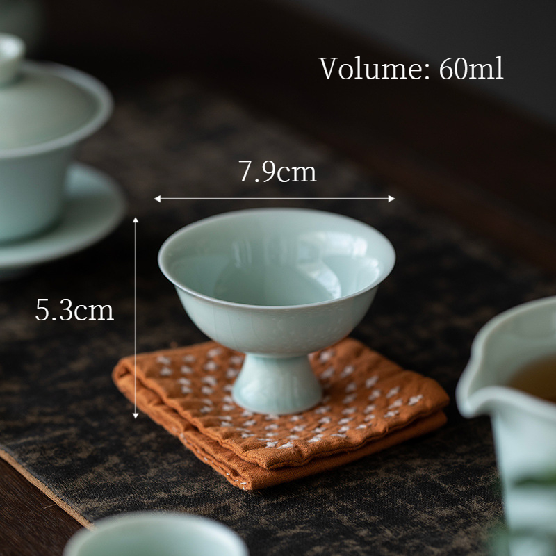 Minimal Style Tea Cup 60ml, Lake Cyan/Lime White Chinese Porcelain
