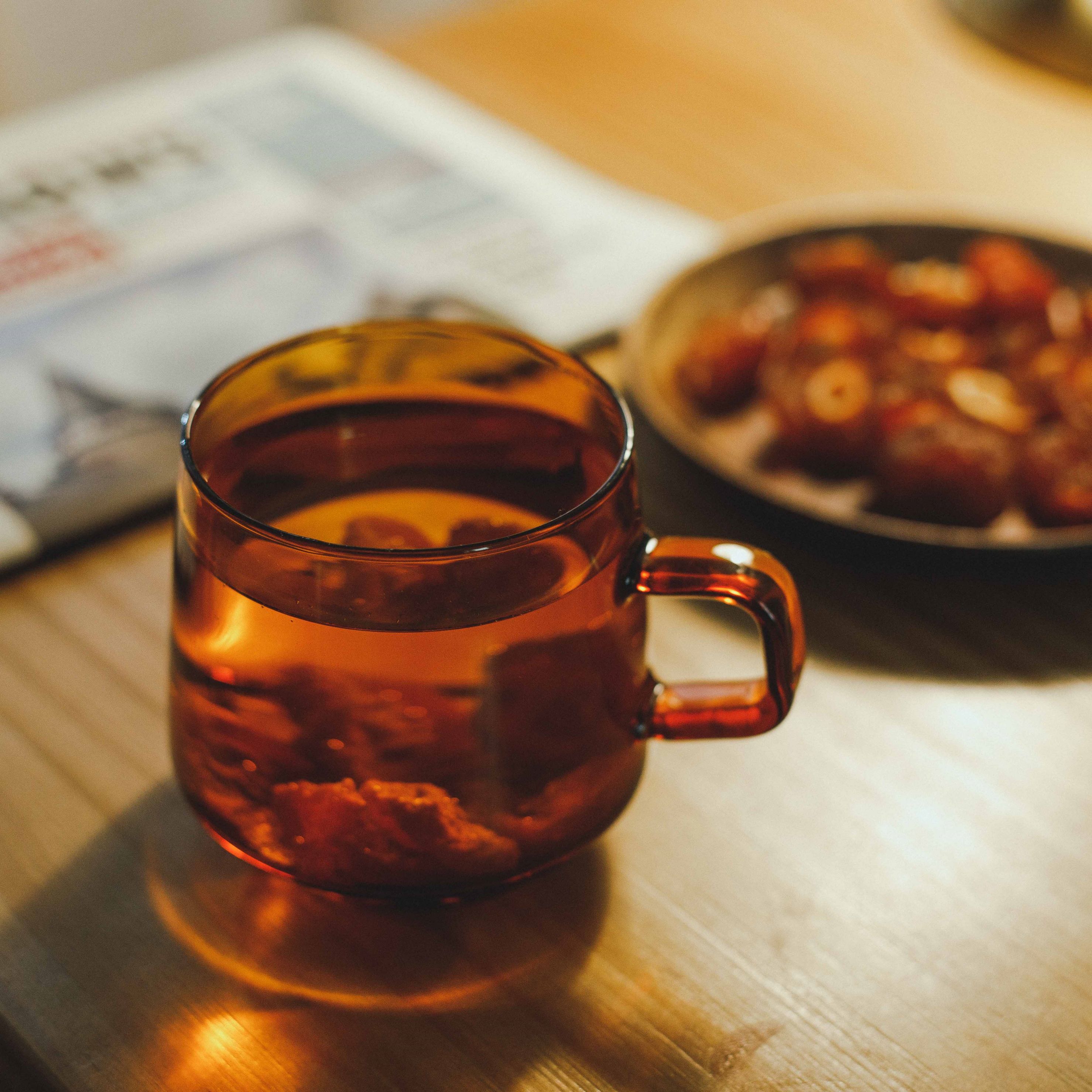 Amber Orange Glass Mug 340ml
