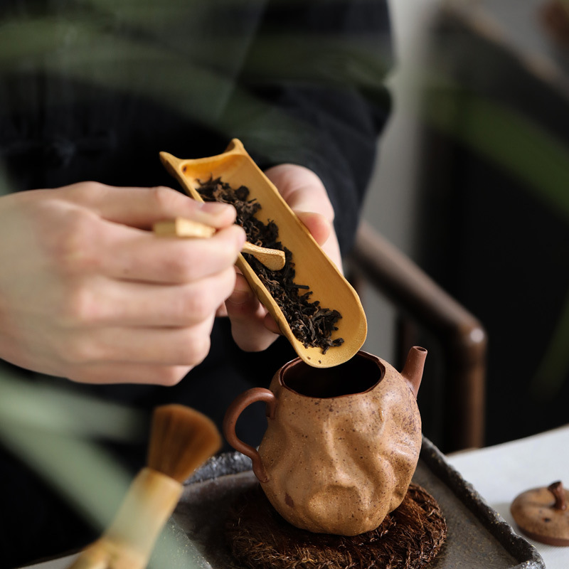 Tea Ceremony Accessories Set, Natural Bamboo Toolkit (Spoon, Scoop, Tongs, Pick, Tea Brush, Vase)