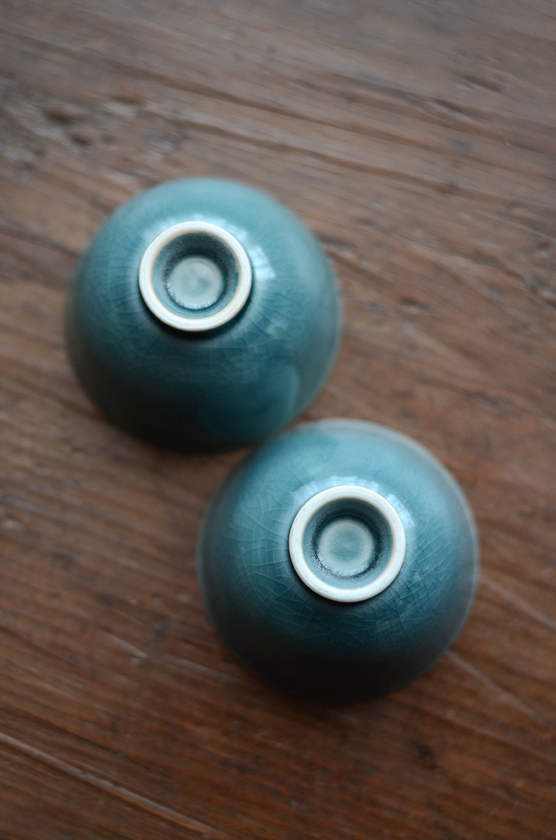 Jingdezhen Tea Cup, Marble Blue Flambed Glazed Porcelain 80ml