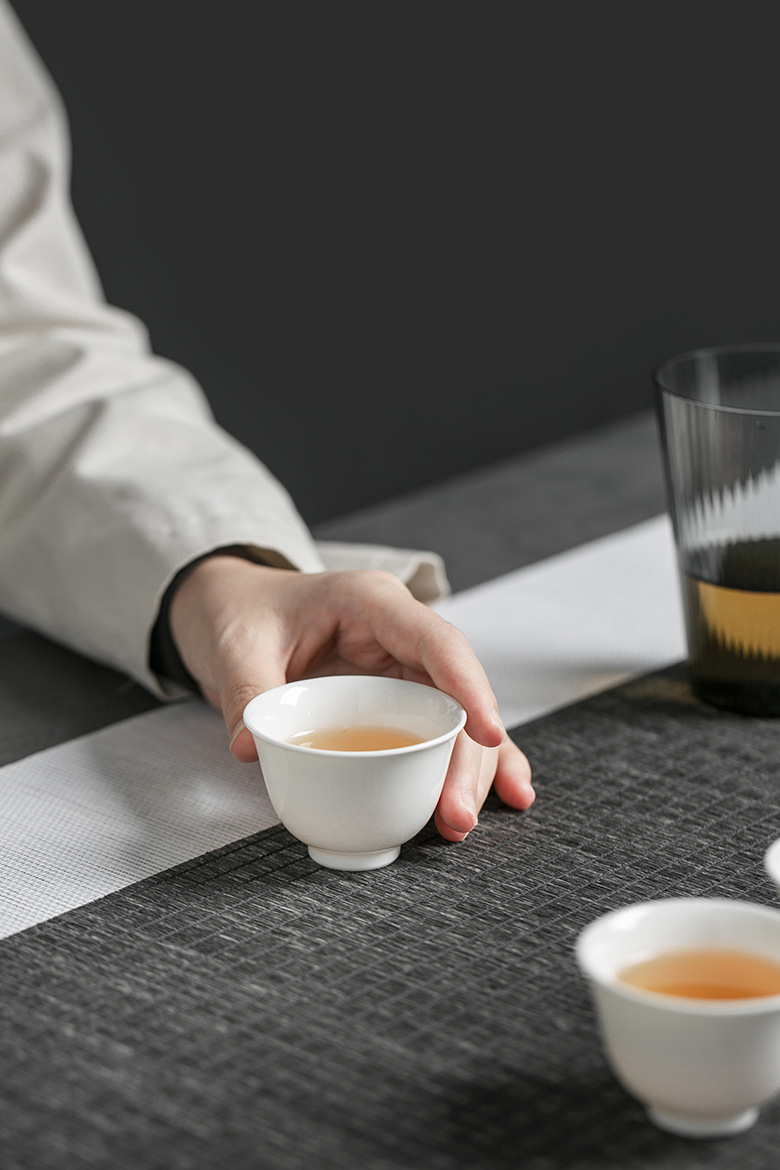 Simple Pure White Tea Cup*4pcs, ChineseGongfu Tea Cups Set 50ml