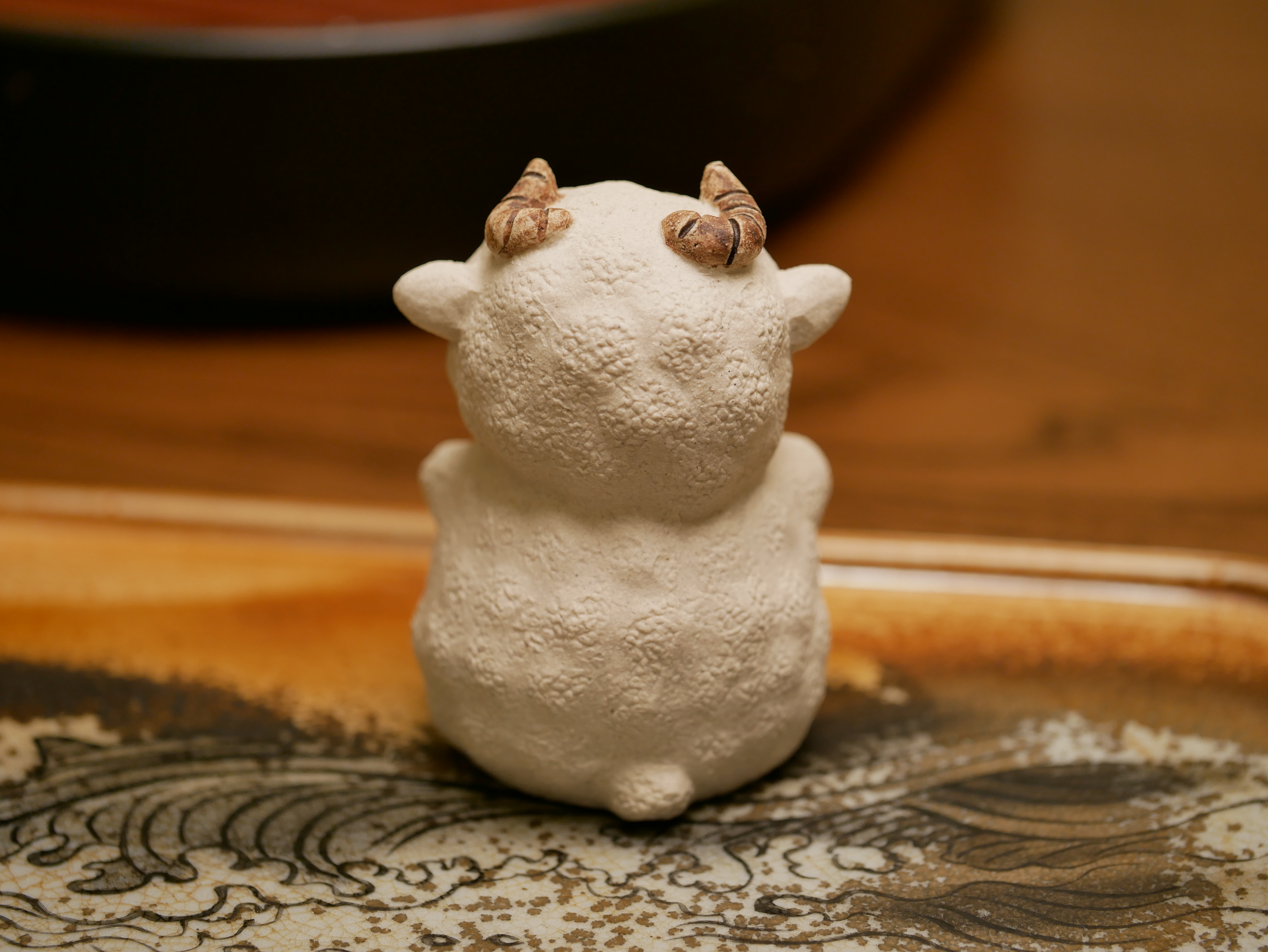 Soft Sheep Figurine, Ceramic Sheep Tea Pet