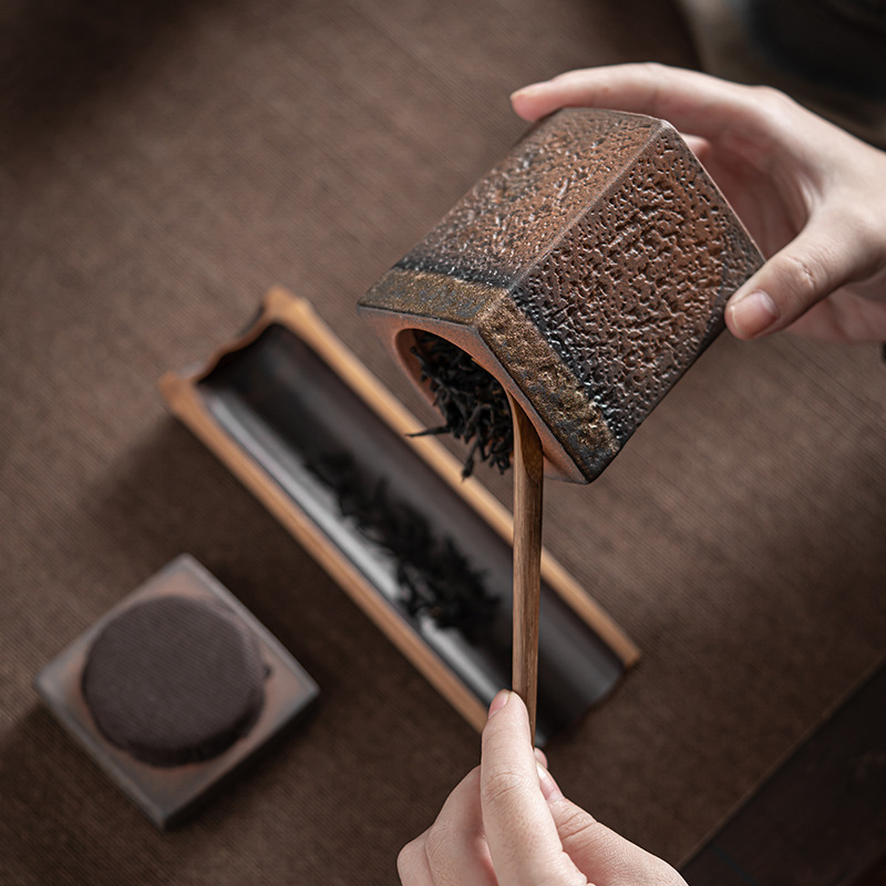 Wabi-Sabi Style Stoneware Tea Caddy
