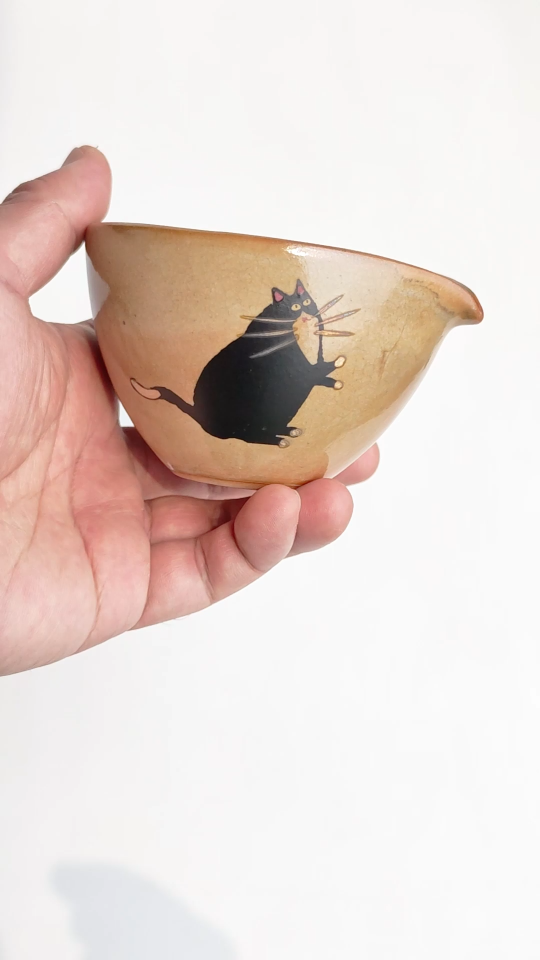 Japanese Shino Ware Style Black Cat Pitcher 160ml