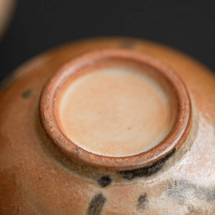 Japanese Shino Ware Style Black Cat Tea Cup 50ml