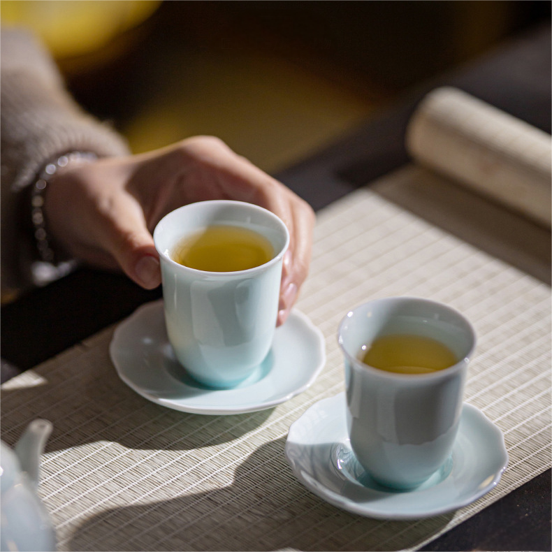Shadow Blue Porcelain Tea Cup with Saucer 75ml