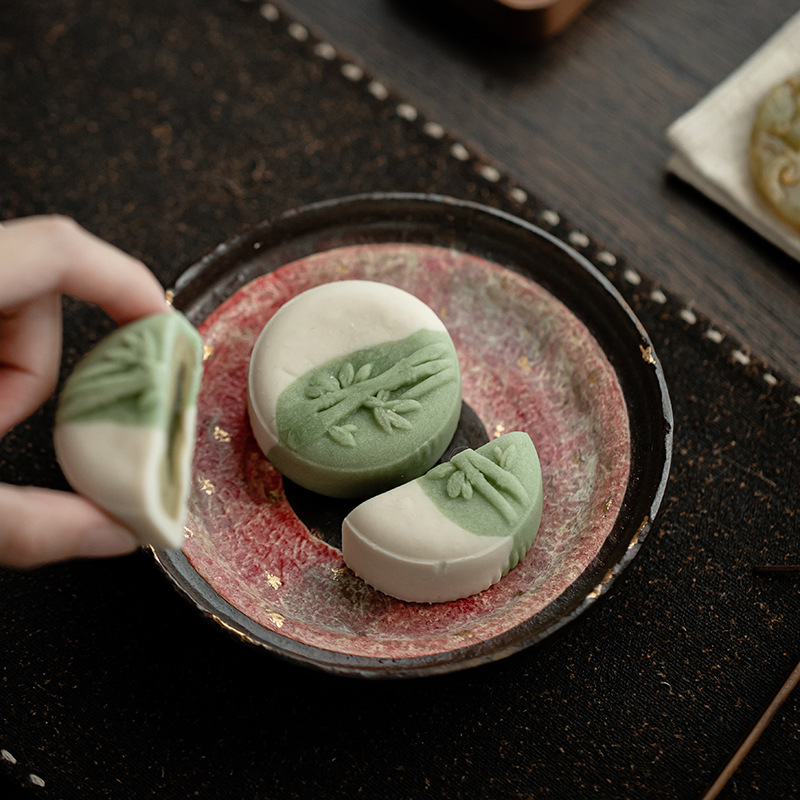 Japanese Style Red Stoneware Saucer For Teapots