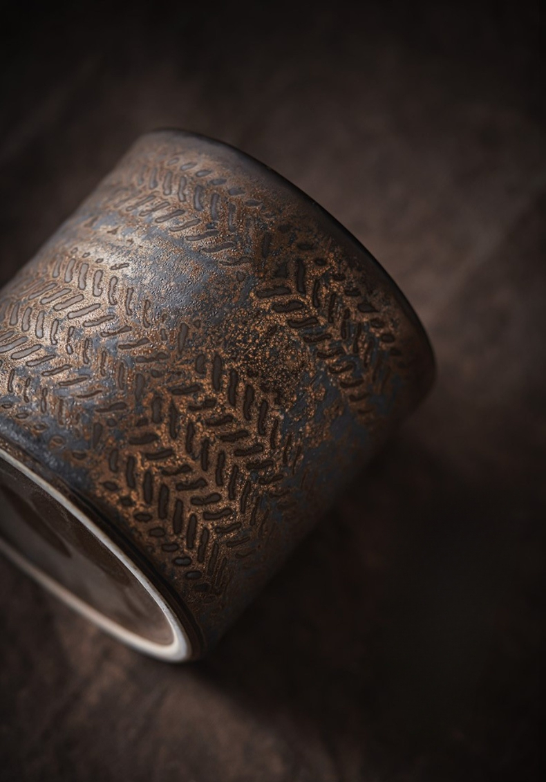 Stoneware Tea Canister 350ml, Japanese Style Rust-Glazed