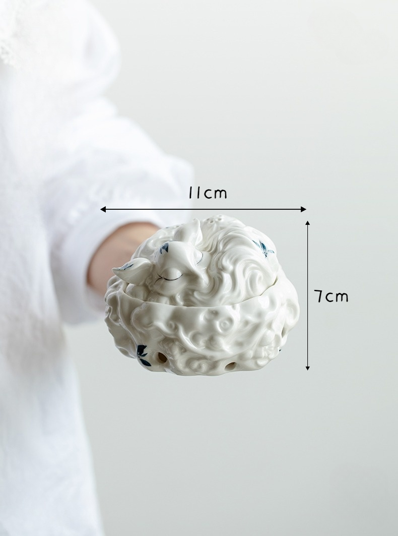 White Fox Porcelain Incense Burner