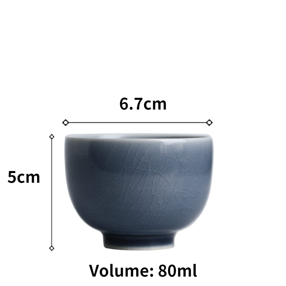Ink Blue Ice Crackle Tea Cup 80ml, Jingdezhen Pottery