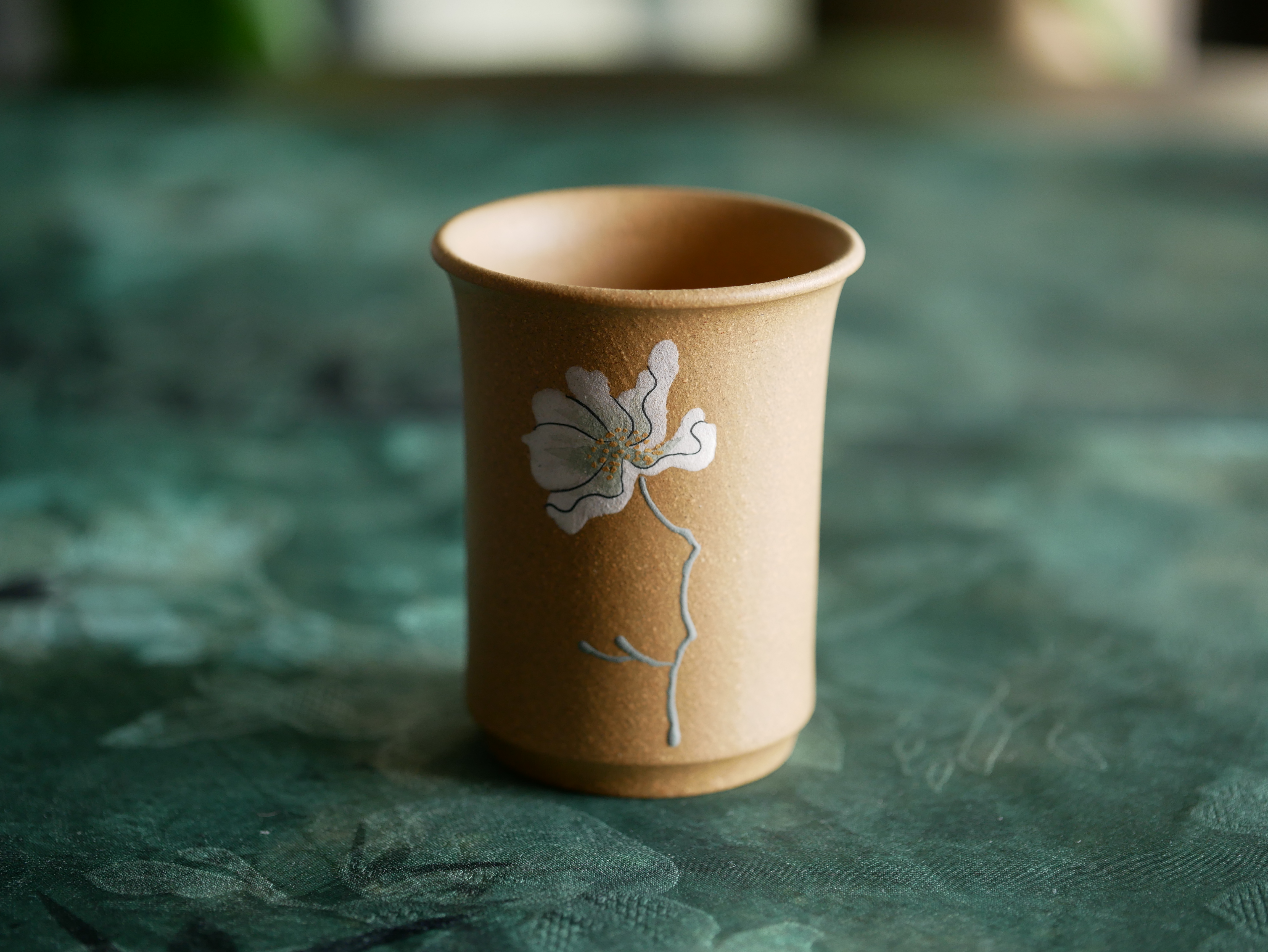 Handpaint Flower Purple Clay Tea Cup