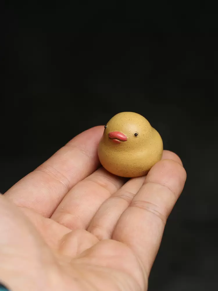 Mini Yellow Duck Figurine, Ceramic Duck Tea Pet