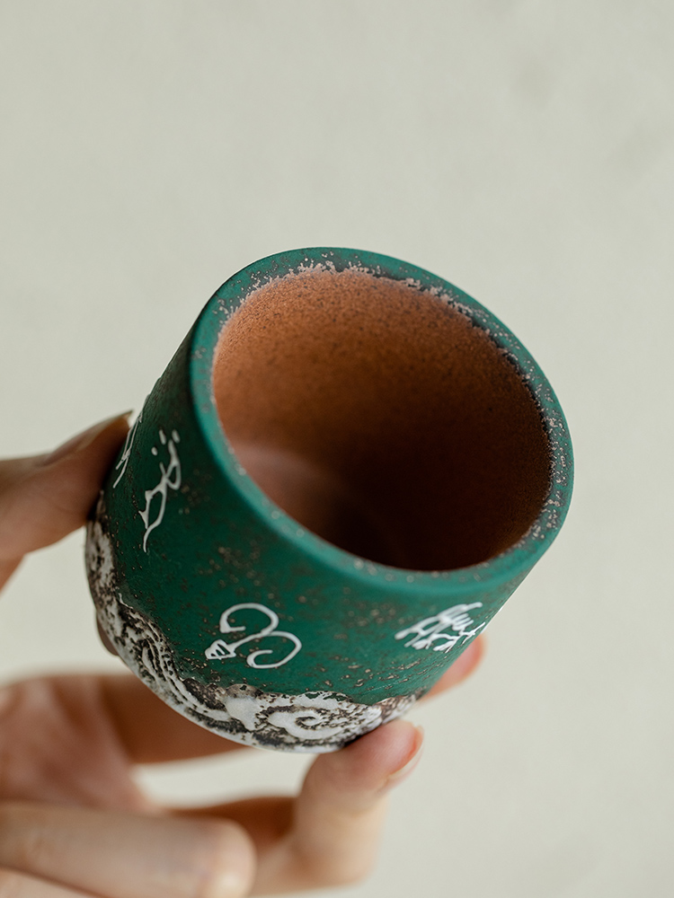 Green Ceramic Incense Burner with Oracle Deco