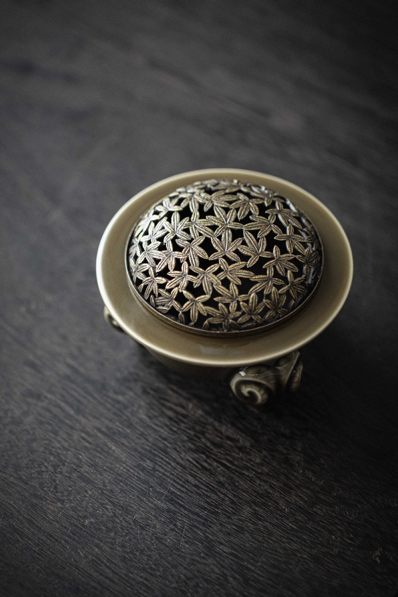 Mise Celadon Incense Burner with Copper Cover