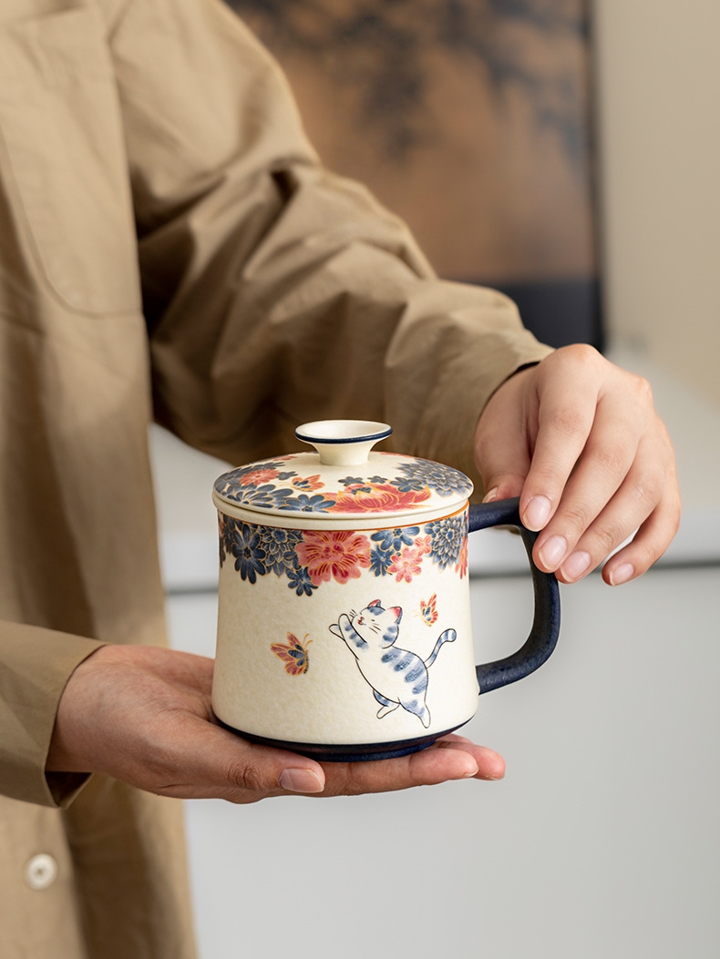 [Copy]White Cat Ceramic Mug with Strainer 320ml