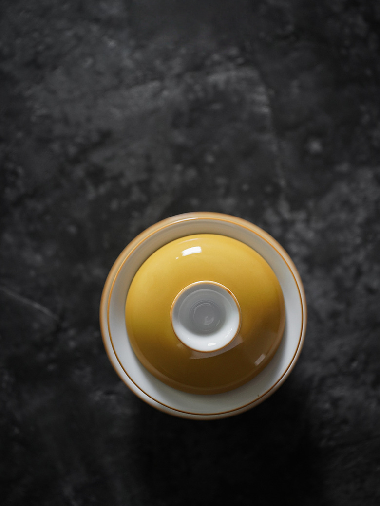 Moon Yellow Porcelain Gaiwan with Saucer 150ml
