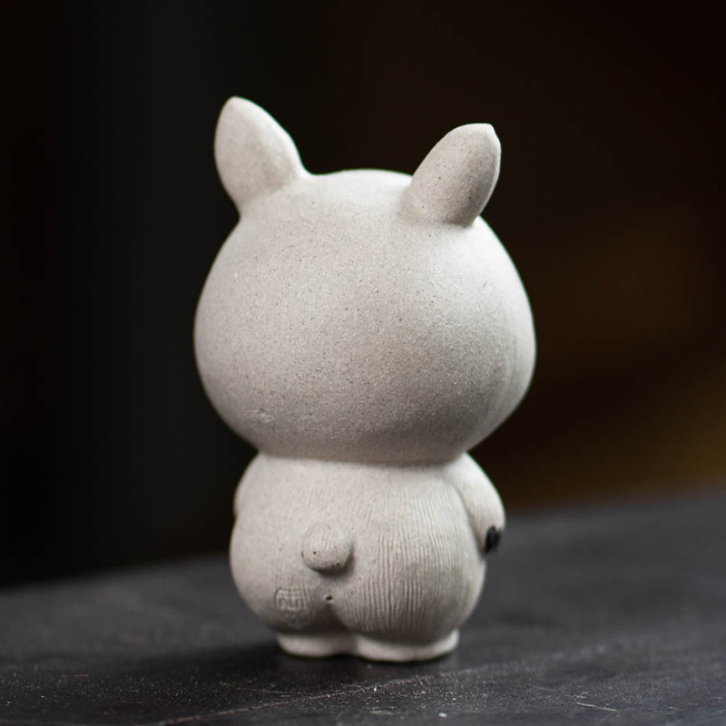 Handmade Tea Pet Set, Ceramic Rabbit Figurine, Made of Yixing Zisha Clay