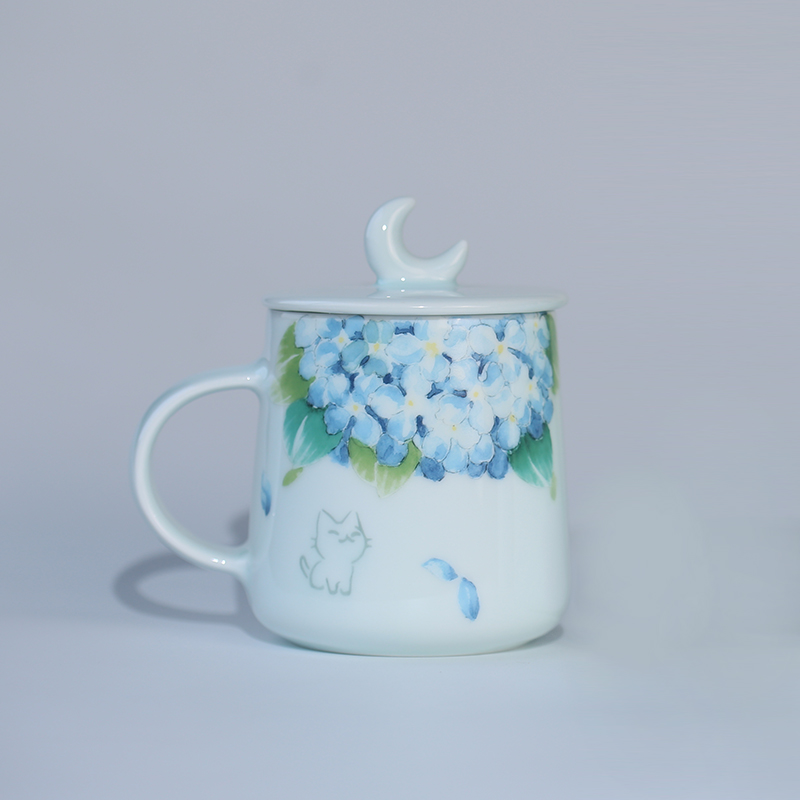 Glow Kitty Mug 360ml Decorated with Wisteria