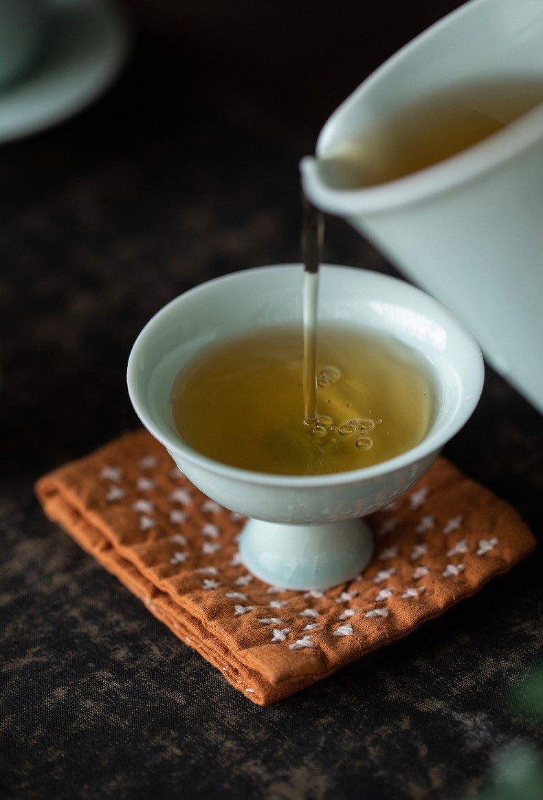 Minimal Style Tea Cup 60ml, Lake Cyan/Lime White Chinese Porcelain