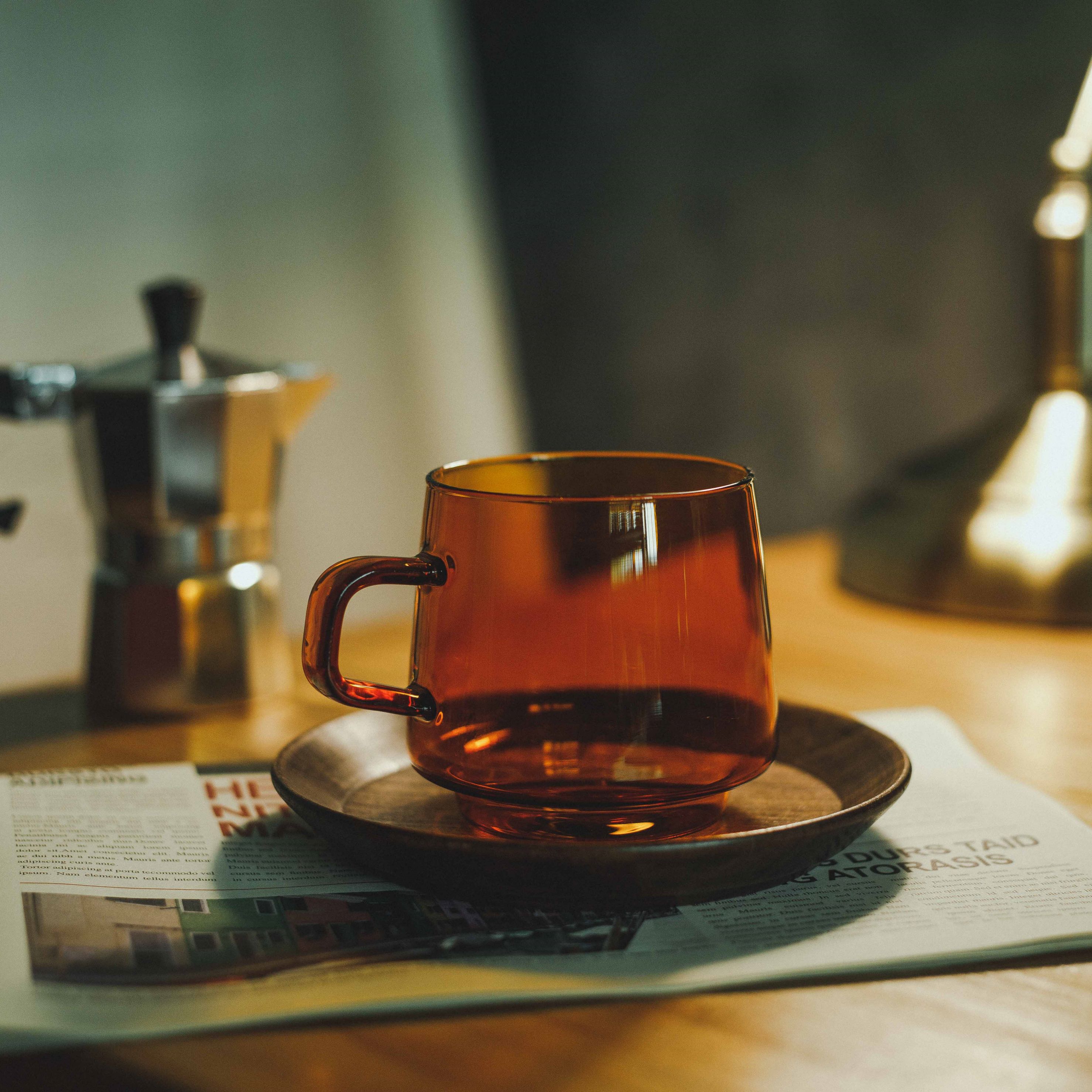 Amber Orange Glass Mug 340ml