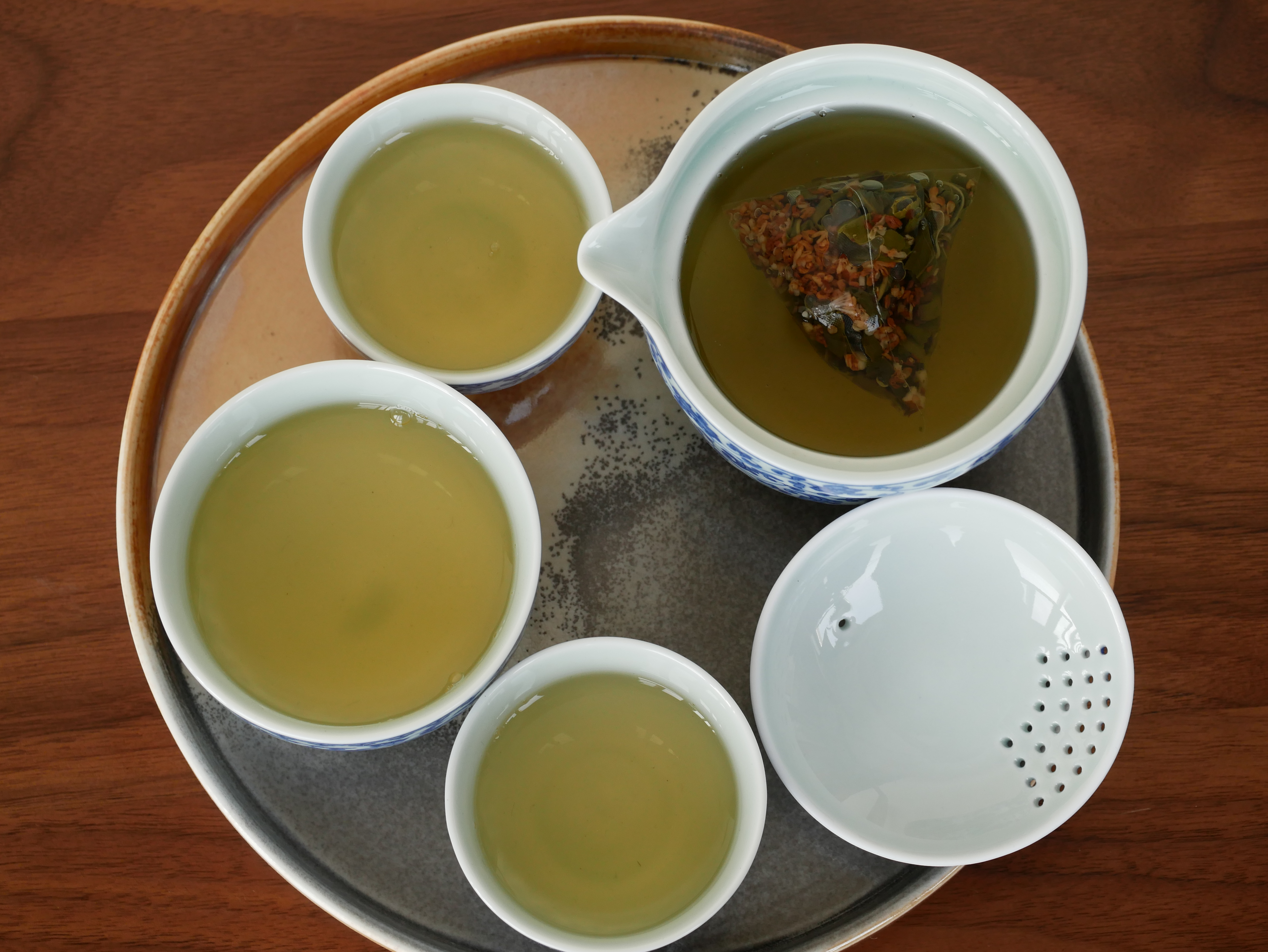 Blue-and-White Porcelain Travel Tea Set, 1 Teapot+3 Cups, Traditional Chinese Lotus Imagery 200ml
