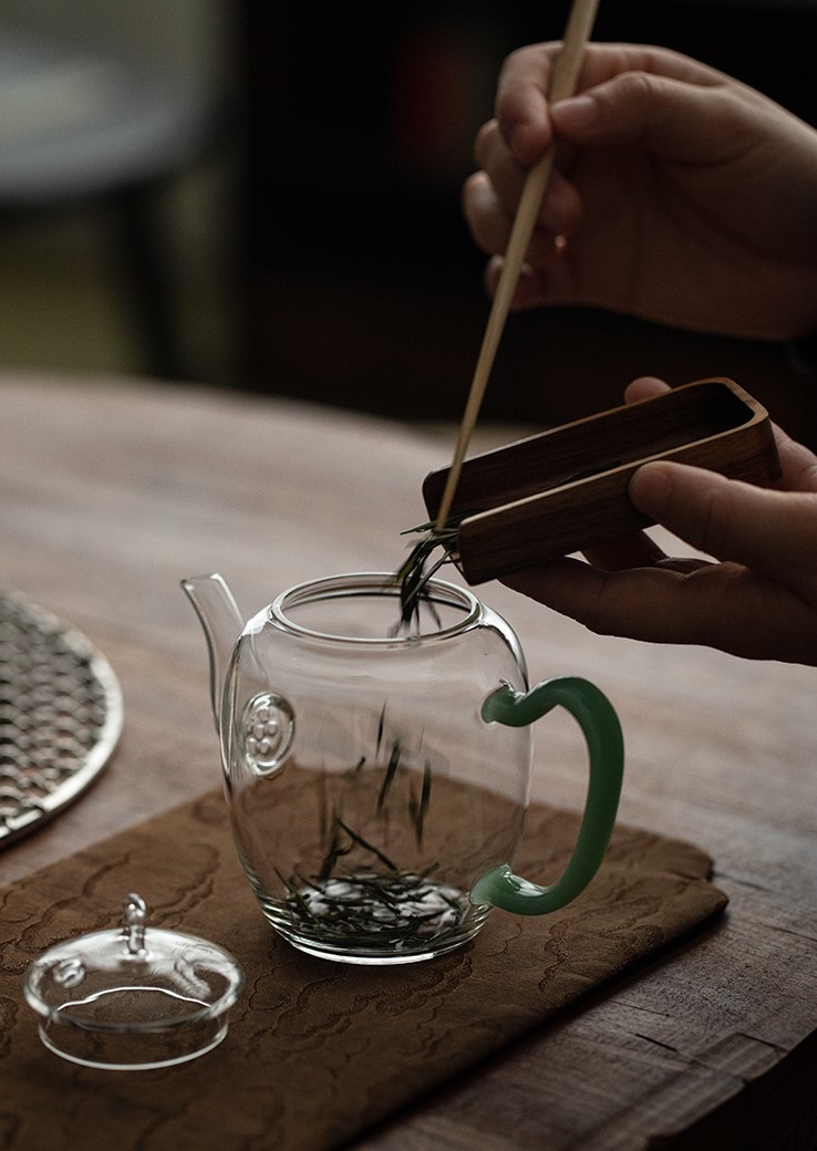  Glass Teapot with Jade Green Handle 240ml