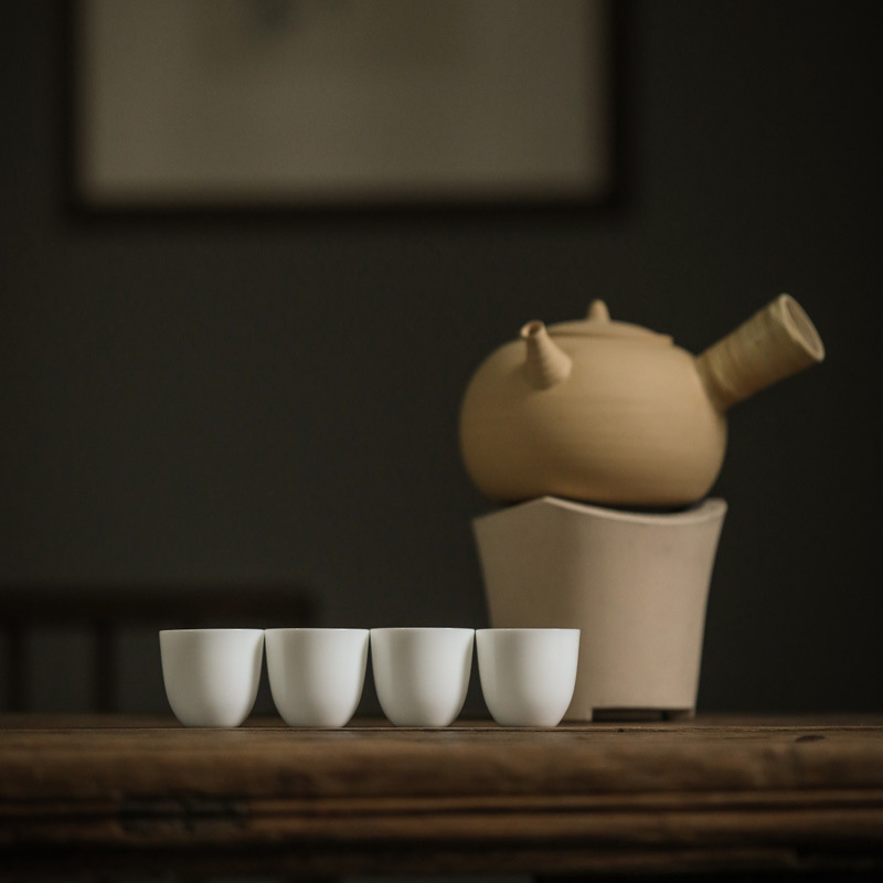 Minimalist Pure White Tea Cup, ChineseGongfu Tea Cups Set 50ml