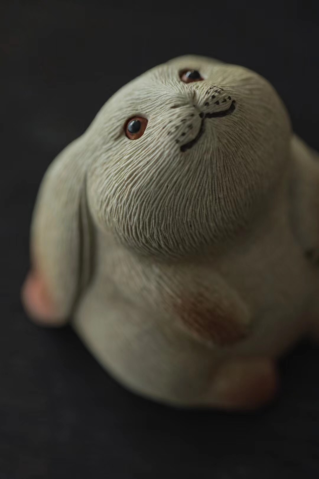 Moon Rabbit Figurine, Handmade Ceramic Tea Pet, Made of Yixing Zisha Clay