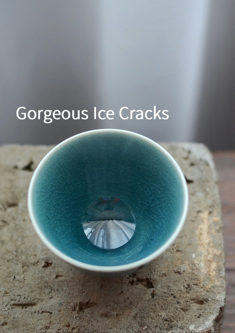 Jingdezhen Tea Cup, Marble Blue Flambed Glazed Porcelain 80ml