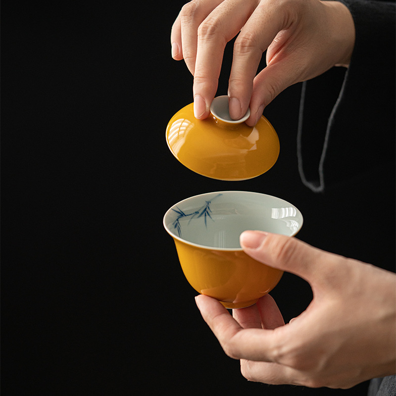 Yellow Gaiwan with Bamboo Deco 150ml